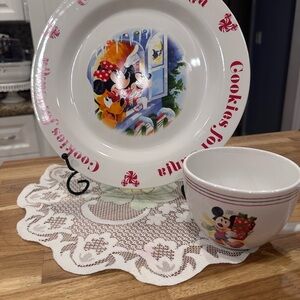 Disney Mickey Mouse Holiday Plate and Mug Set - Red and White